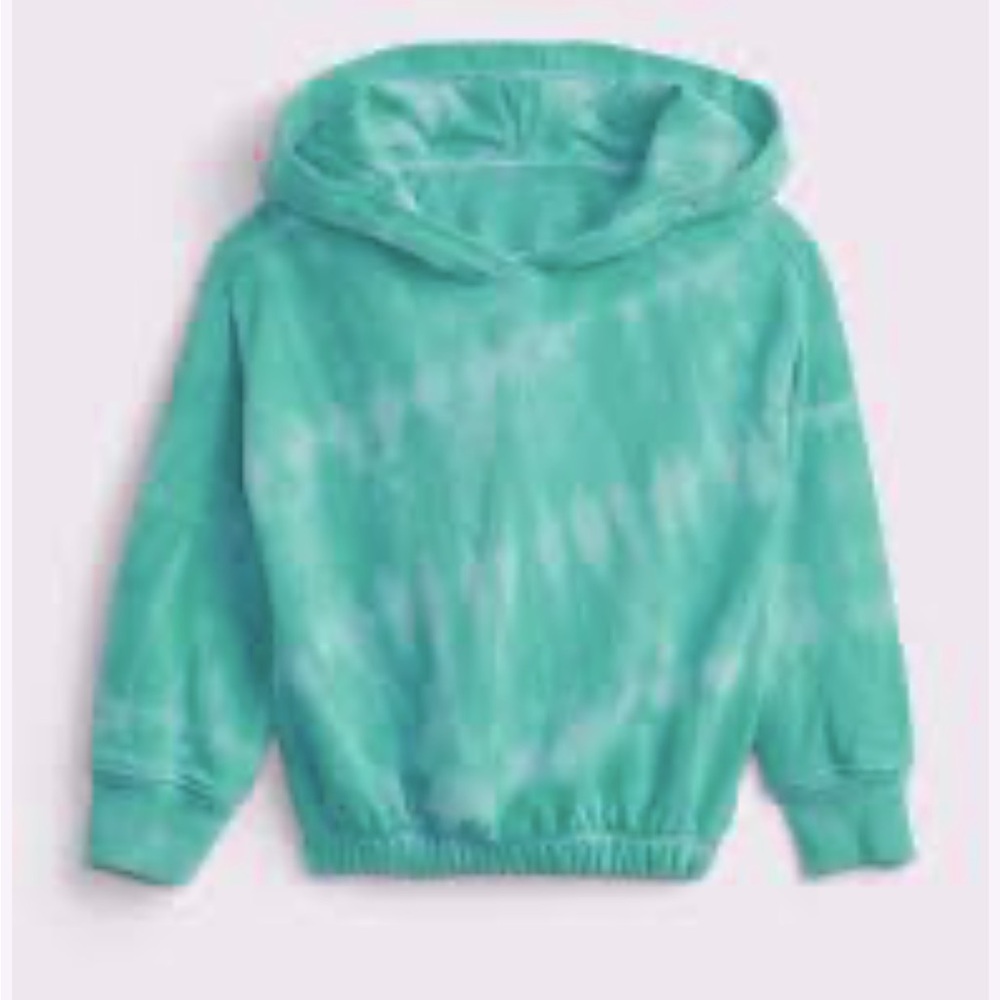 GAP tie dye teal hoodie with elastic waist hem